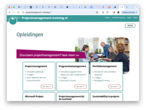homepage van Projectmanagement-training.nl in 2024