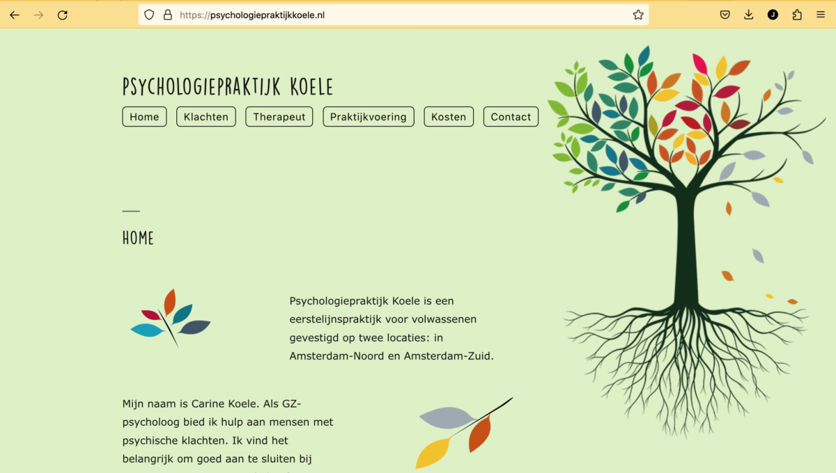homepage website psychologiepraktijk Koele