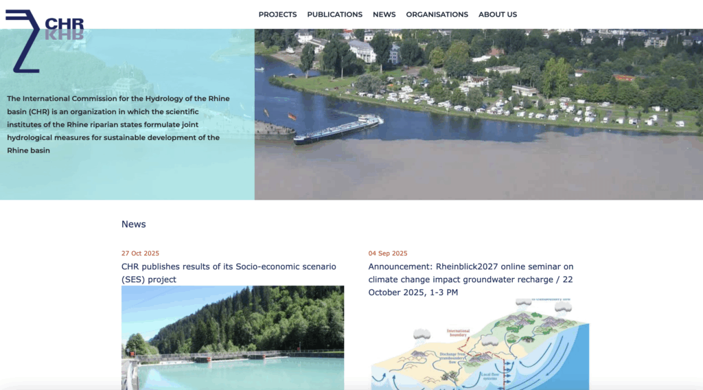 Schermafbeelding van een deel van de homepage van CHR-KHR.org